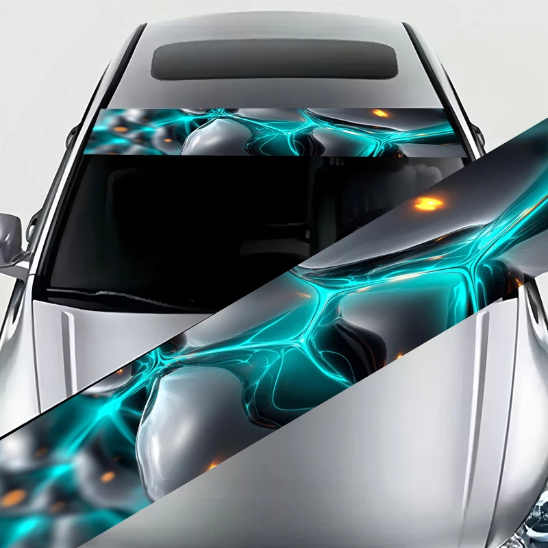 

Синяя и синяя технология, текущая декоративная роспись, наклейка на передний блок, подходит для автомобиля, внедорожника, грузовика, автомобиля.