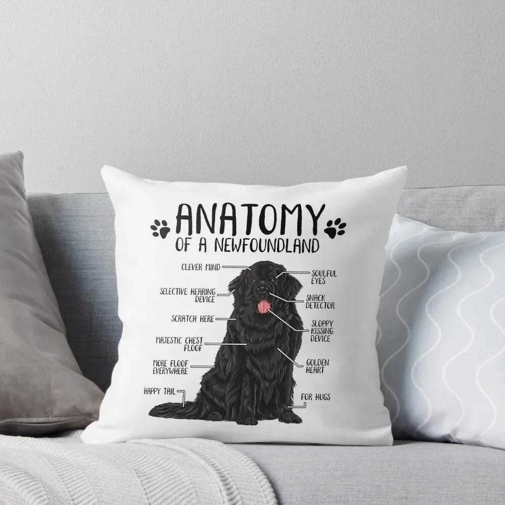 Funny Newfoundland Anatomy Newfie Dog Lover Throw Pillow Decorative pillow case Decorative Cushion autumn decoration Pillow