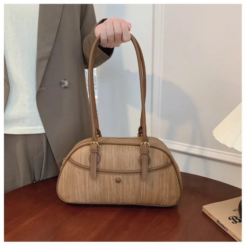 

Zipper Sewing Thread PU Shoulder Bags for Women 2025 New Retro Lightweight High Quality Commute Design Crossbody Bags