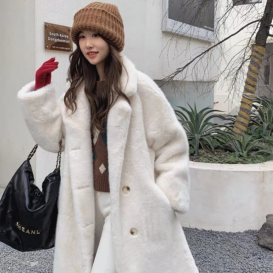 

Faux Fur Girl Coats Womens Ladies Loose Travel Young Emo Asymmetry Silk Outerwears Feature Detachable Chunky Fluffy Sweet Double