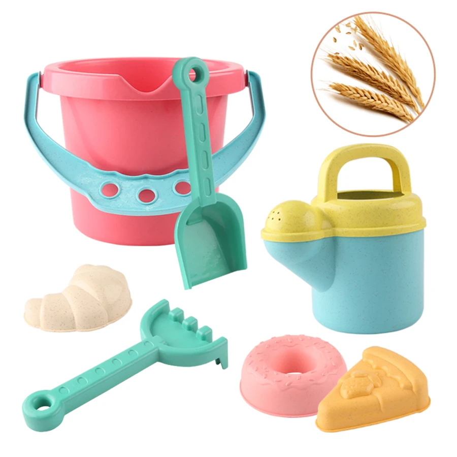 مجموعة من سبع قطع من ألعاب الشاطئ الملونة الدوبامين للأطفال ، دلو الشاطئ ، مجرفة سميكة ، أدوات حفر الرمال #3