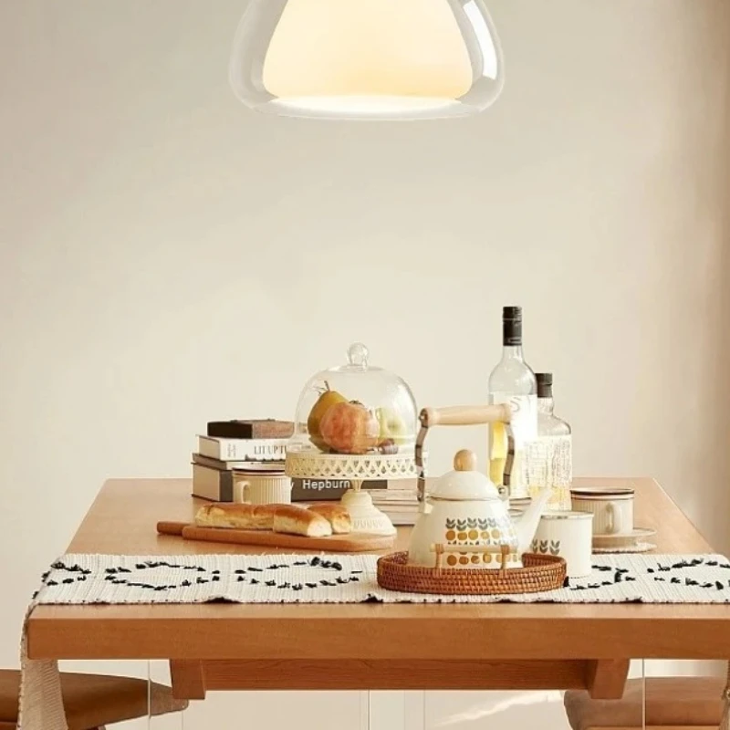 Modern Double-layer Glass Pendant Lights Designer Jelly Texture Creativity Hanging Lamps Living Room Bedroom Dining Room Fixture