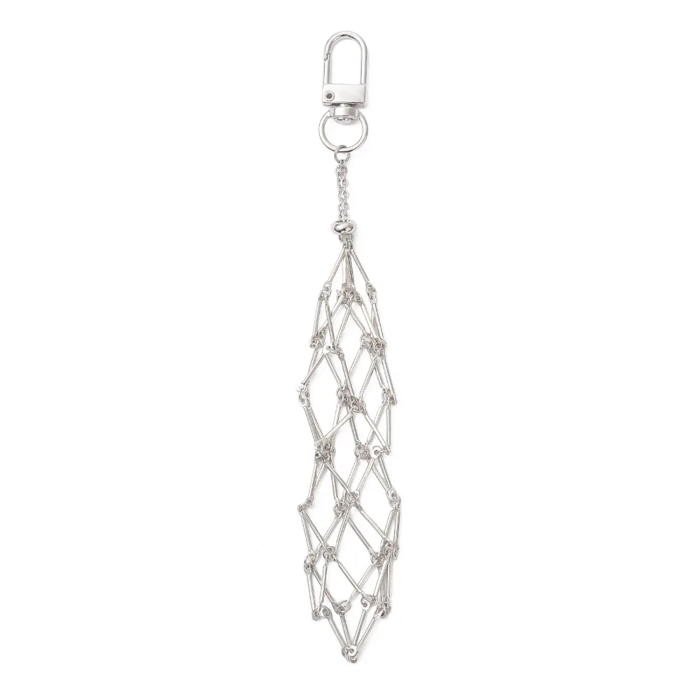 Vintage Portable Metal Net Lipstick Bag Hollow Silver Mesh Bag Key Chain Golden Creative Lipstick Cover Key Ring Travel