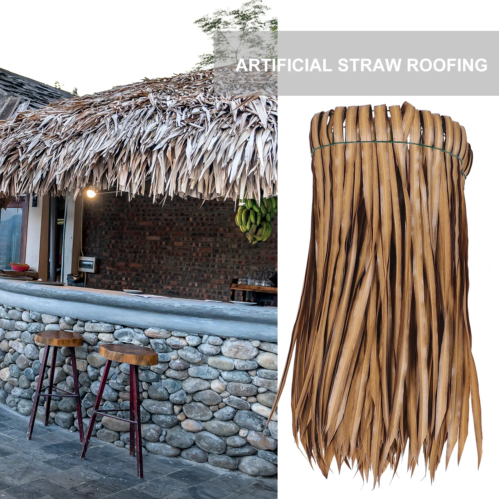 Artificial Thatch Roof Panels 4Pcs Simulated Straw Grass Roofing Decor for Garden Hut Scarecrow Costume