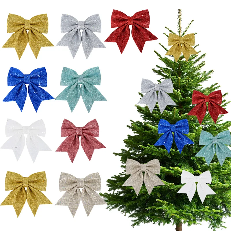 

1PC Christmas Decoration Red Gold Glitter Large Bows Xmas Tree Hanging Ornaments Festival Christmas Decoration New Year Gift﻿﻿﻿﻿