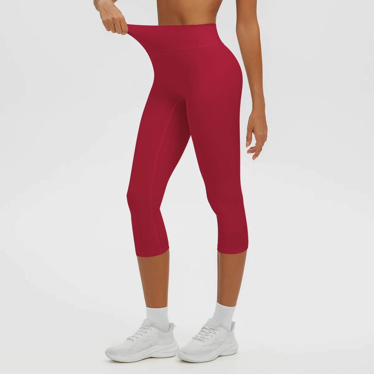 Damen-Yoga-Hosen in mittlerer Länge, einfarbig, mit hoher Dehnbarkeit, Damen-Leggings, Capri-Hosen, für Sommer, Sport, Fitnessstudio, Outdoor-Aktivitäten, Laufen, Damen-Hosen. – Detail 31