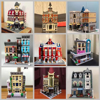 Creator Expert Brick Bank Detective's Office Green Grocer Town Hall Model MOC Street View House Building Blocks Toys