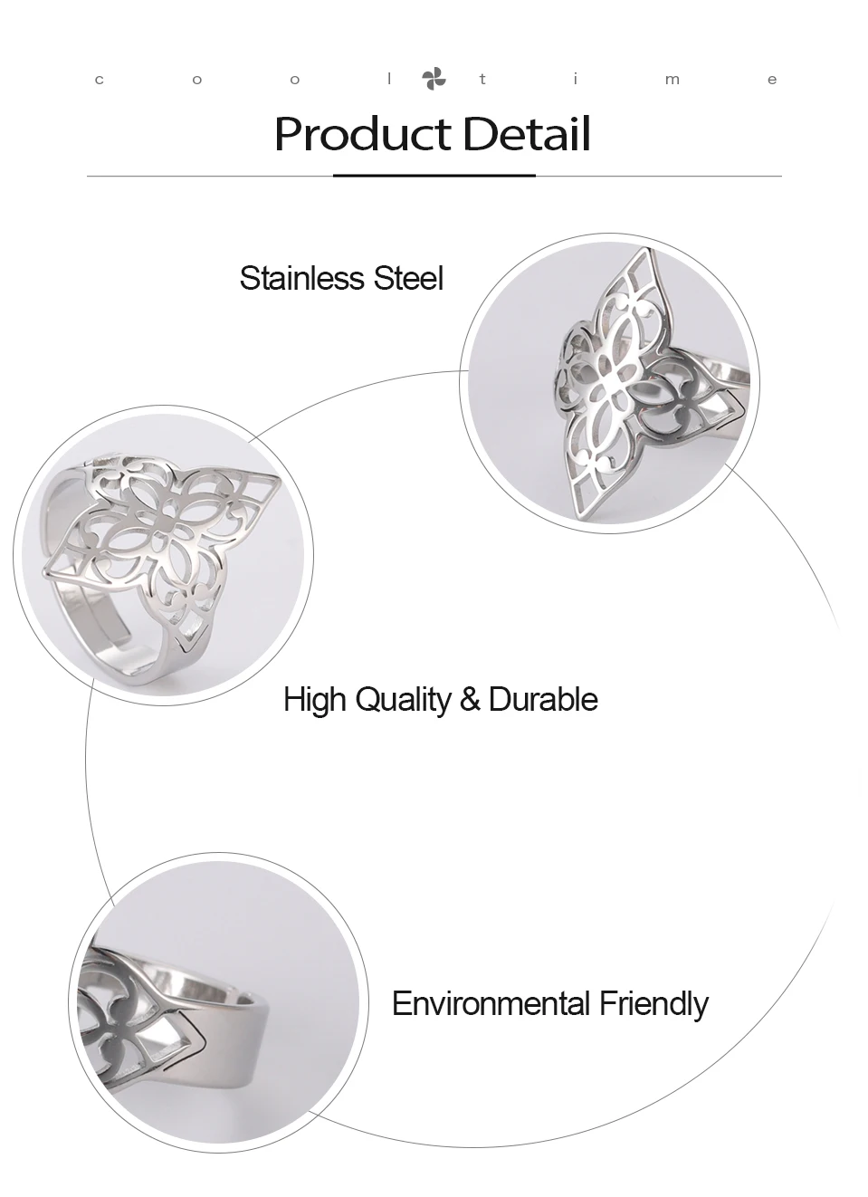 COOLTIME Celtics Knot Blume des Lebens Ring für Frauen Edelstahl Filigrane Blume Verstellbare Ringe Schmuck Paar Geschenk – Detail 5