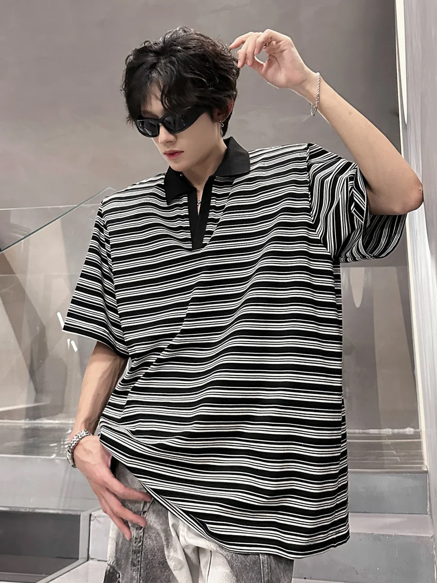 

Свободная футболка в американскую полоску oulder Pad ort Sve, мужская летняя футболка больших размеров, модная брендовая футболка irt, повседневная, городская, сле