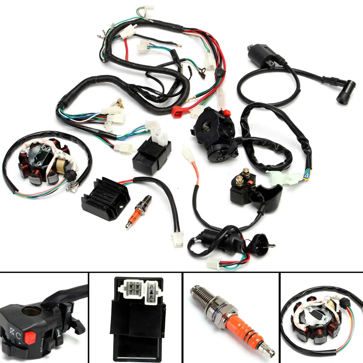 Dirt Bike ATV QUAD ELECTRICS Razor CDI Wire Harness Stator Assembly Wiring Tools Set For 125cc 250cc 300cc