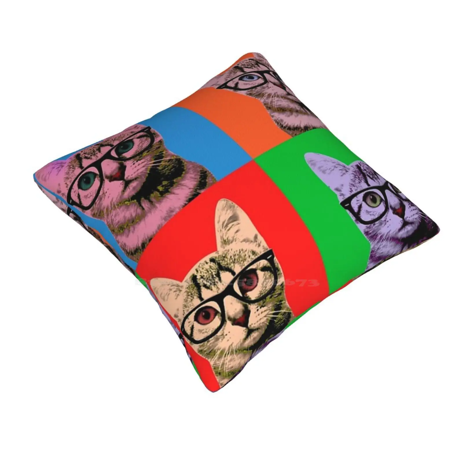 Warhol Geek Cat In 4 Colors Home Sofa Car Cushion Cover Pillowcase With Warhol Cool Pop Art Cat Art Colors Con Gato Con Warhol