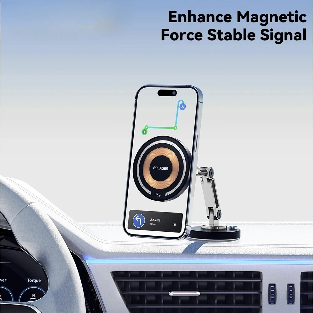 Magnetic Wireless Charger Car Phone Holder 15W Fast Charging Easy Paste Mount Stand For Magsafe iPhone 15 14 13 Pro Max