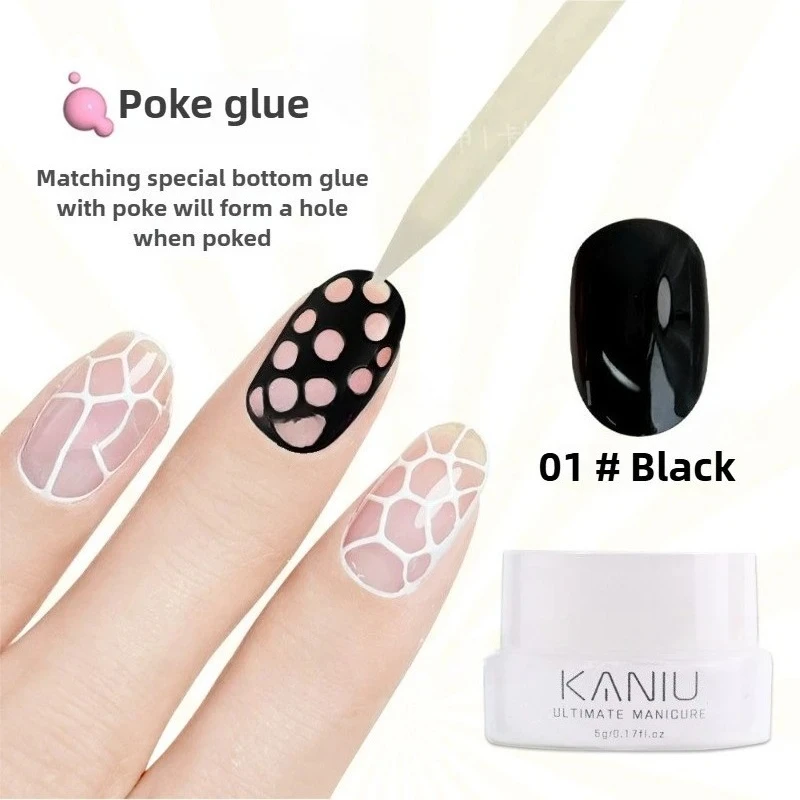 

Черно-белый клей для дизайна ногтей, кружевное отверстие, пузырьковый узор океанской волны, полый гель для рисования с грунтовкой, замачиваемый лак, УФ-светодиод