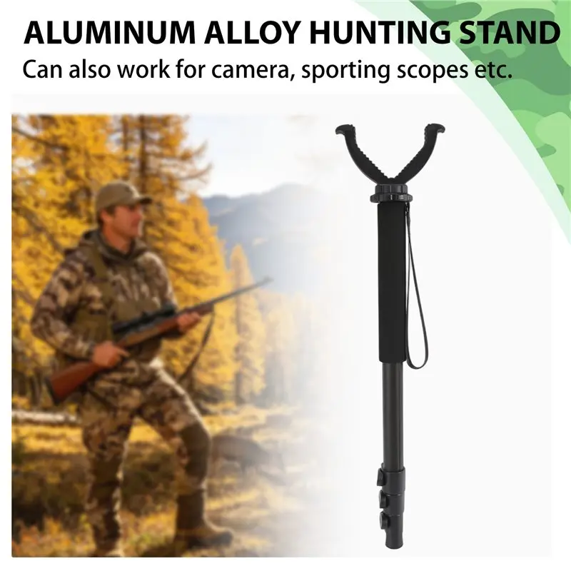 A07T-Aluminum Alloy Hunting Stand Adjustable Height Monopod Portable Hunting Accessories With Anti-Lost Wristband