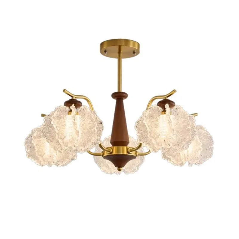 Medieval French retro high-end petal bedroom, lamp walnut color home