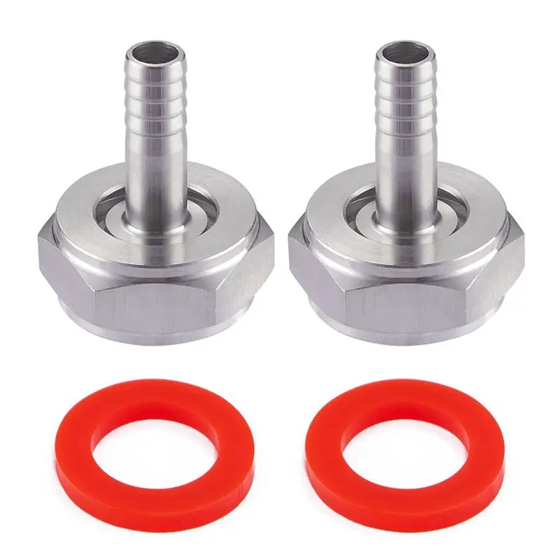 A20I 2PCS Stainless Steel Beer Keg Coupler Fitting,Beer Line Connector Kit,Hex Nut 5/8 Inch G Thread x 5/16 Inch Barb