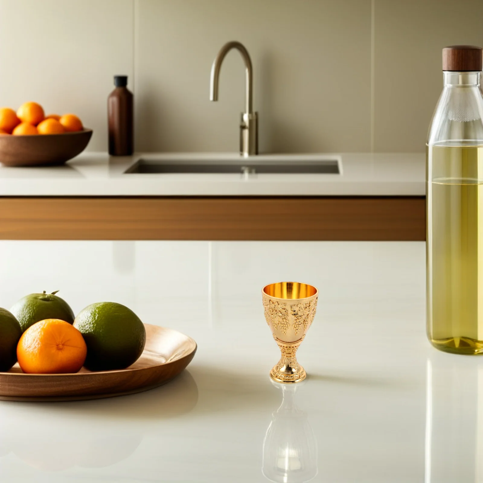 

2Pcs Vintage Zinc Alloy Chalice Goblets Embossed Floral Design Mini Wine Cups Retro High-End Goblet Set for Communion Rituals