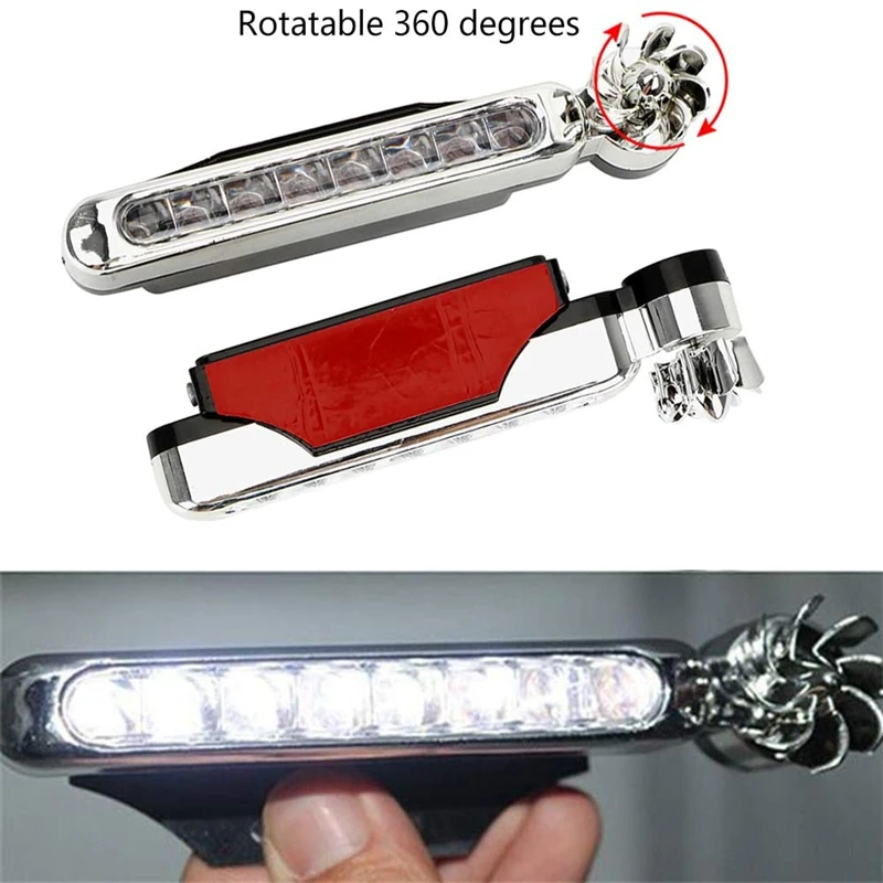 1-2 pces farol automático carro energia eólica luz diurna 8leds carro universal energia eólica alimentado luz de circulação diurna lâmpada auxiliar