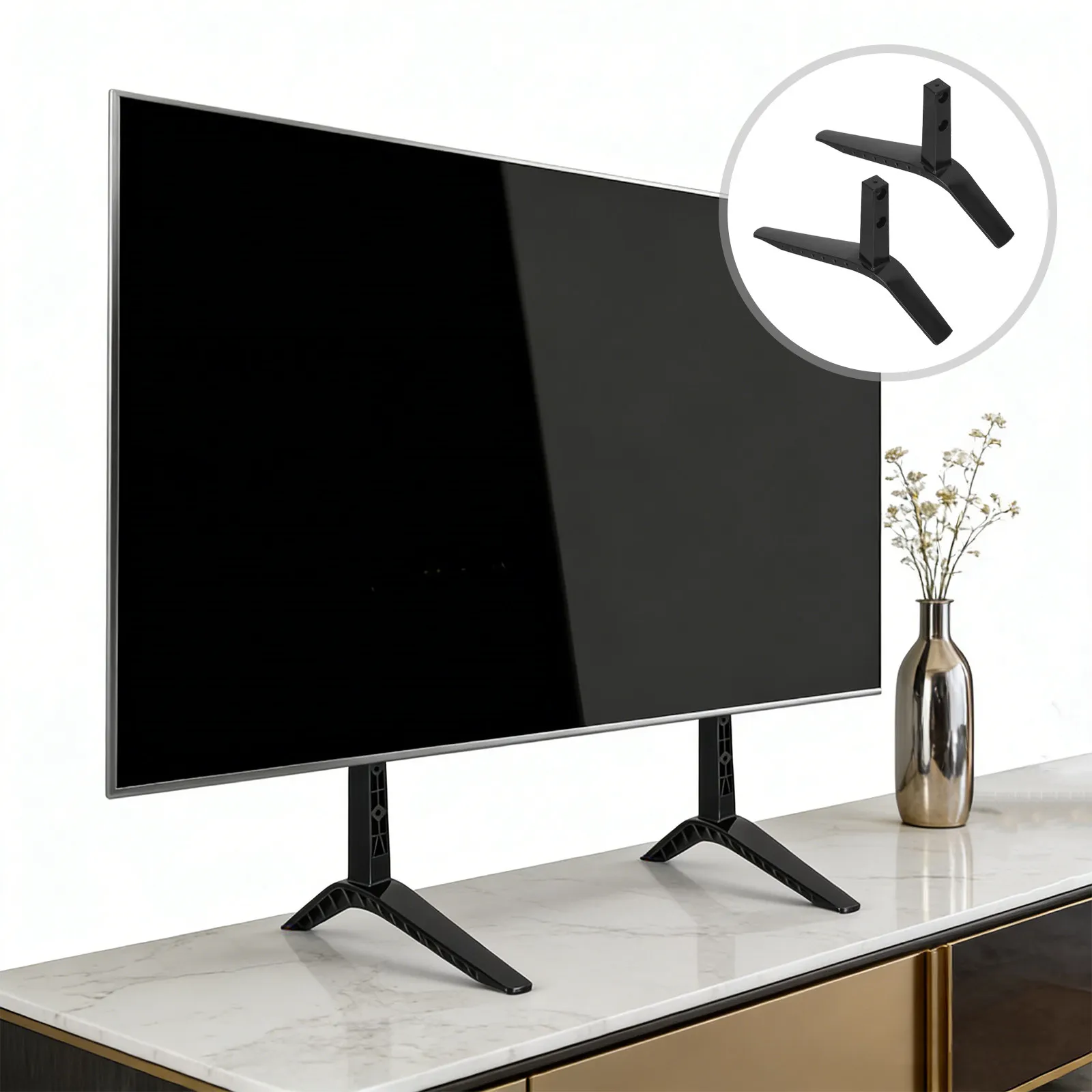 2Pcs TV Stand Legs Replacement Flat Screen TV Base Support Feet for 32-58 Inch Televisions Heavy Duty Pedestal Stand