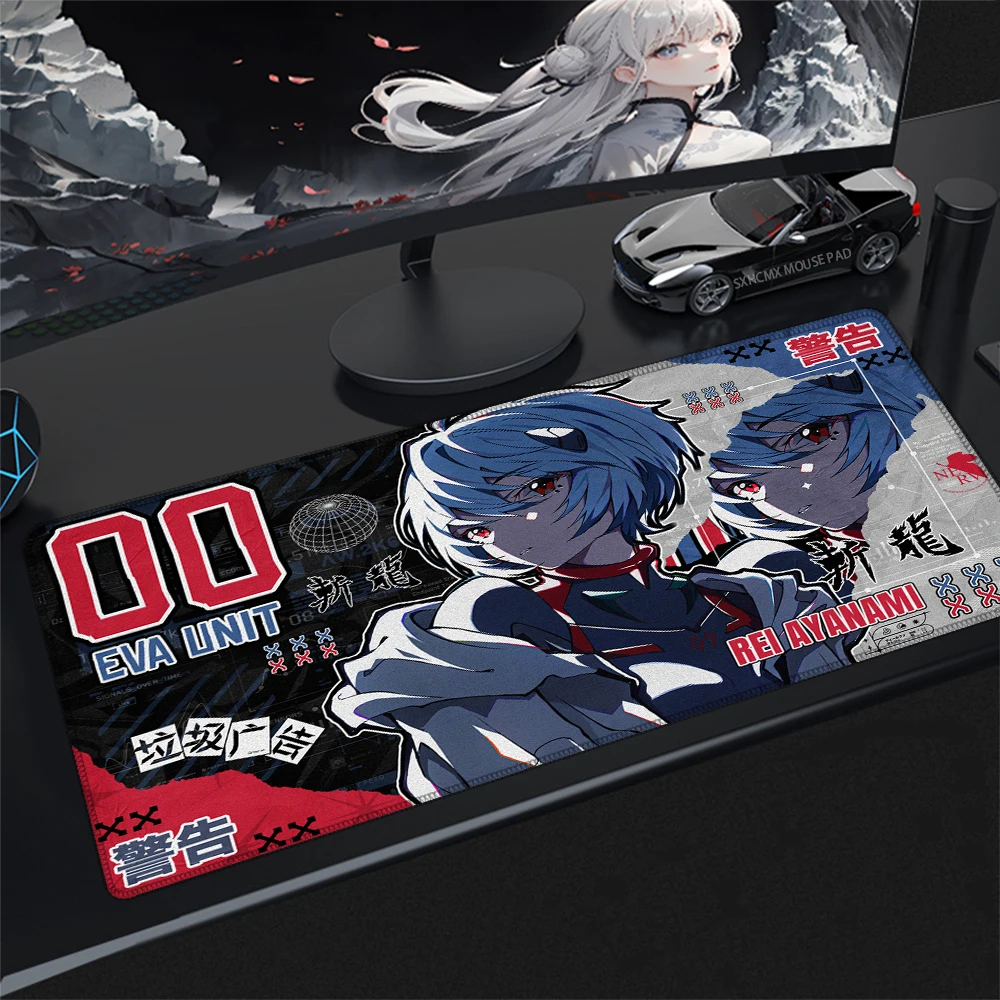 Mouse Pad Anime N-Neon G-Genesis E-Evangelion com Base de Borracha e Borda Travada em EVA, Grande Tapete de Mesa para Jogos, para Gamers de PC e Laptop, Presente para Otakus