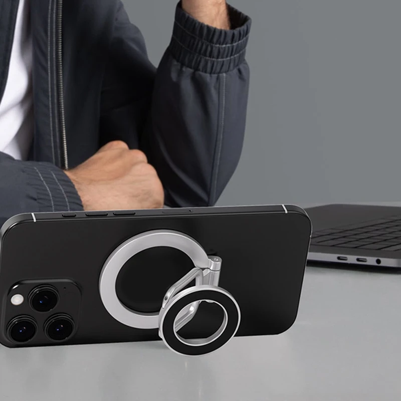 

{YY30} 1 шт. двухсторонний складной держатель на 360 градусов ° Вращающаяся подставка с сильным магнитом и опорой для пальцев (металлическая подставка)