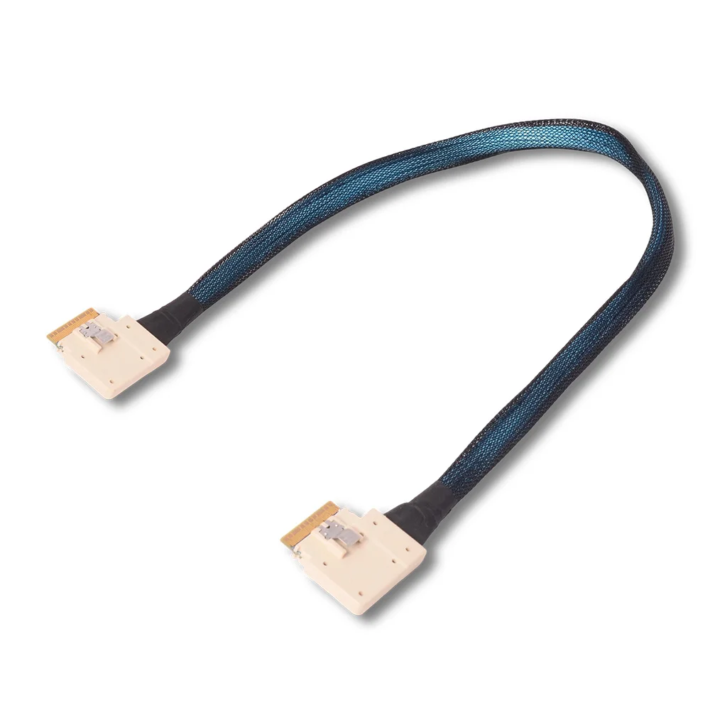 2025 신형 SlimSAS 4.0 8i 74핀 라인 듀얼 엘보우 SFF-8654 남성-남성 8I NVMe PCIe 서버 백플레인 케이블 24Gbps 50cm