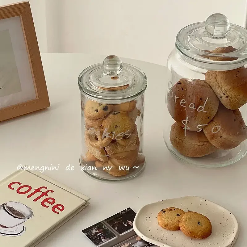 Coffee Bean Storage Jar Glass Sealed Jar Capsule Coffee Candy Biscuit Storage Box Jar High-value Kitchen Supplies Container