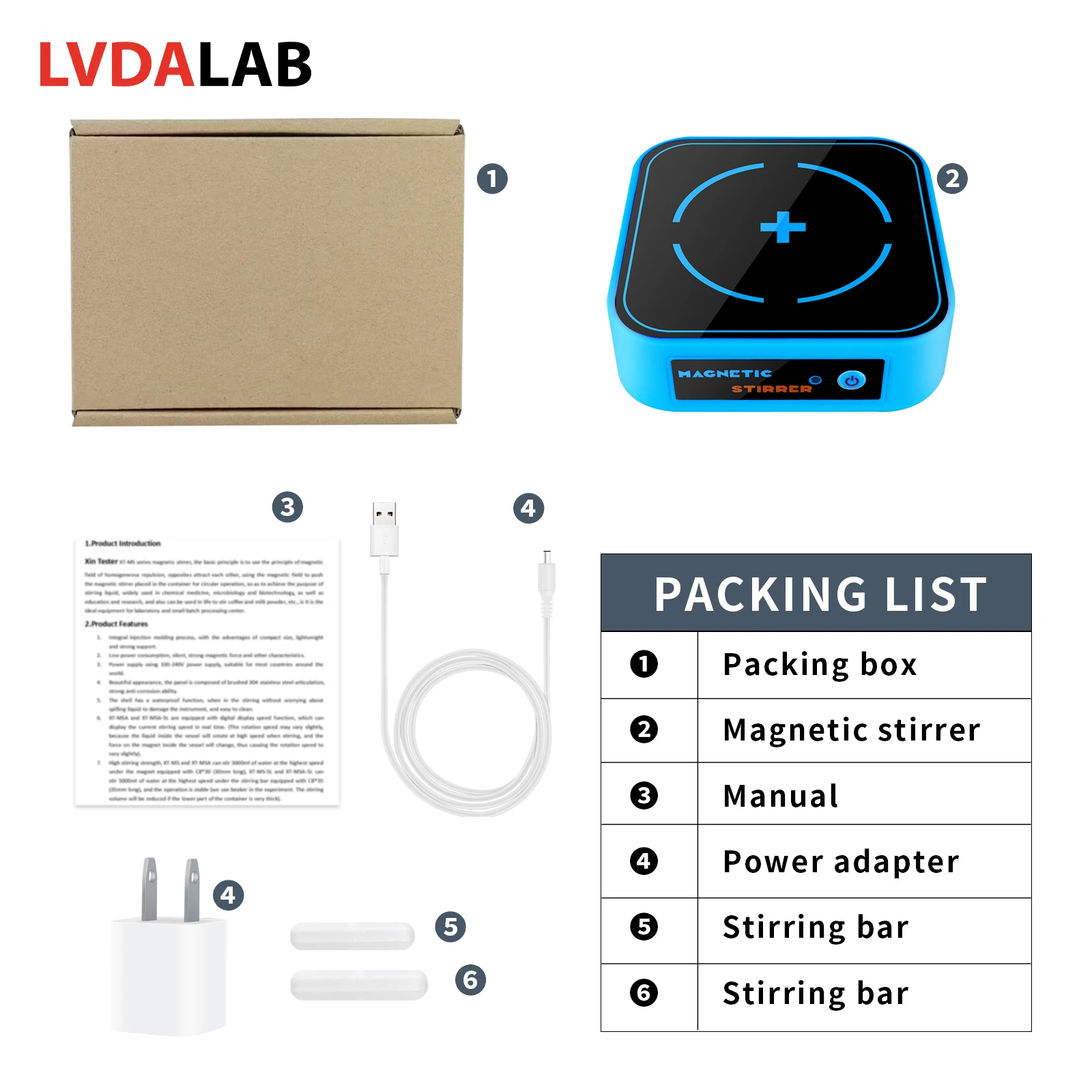 Rechargeable Mini Magnetic Stirrer3000RPMwith 2 Stirring Magnetic Paper 1200mAh Li-Ion Battery DC Brushless Motor Magnetic Mixer