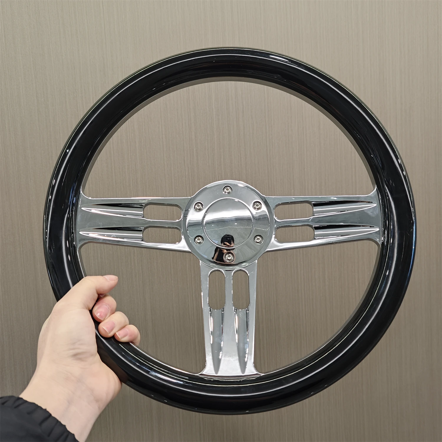 14-inch wood grain racing steering wheel 350mm retro deep groove drift sports wooden steering wheel