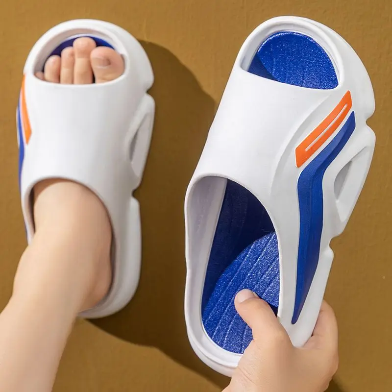 New Fashion Men's Slippers PVC Soft Sole Non-slip Slides Casual Outdoor Beach Flip Flops Home Bathroom Couples Slippers Sandal