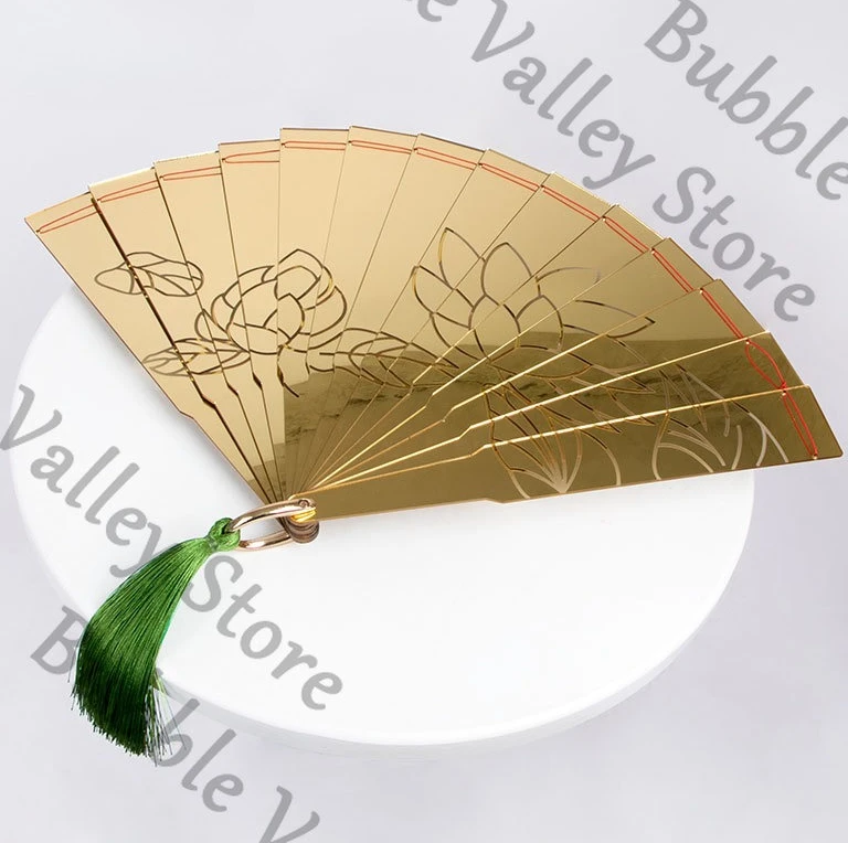 

Anime Demon Slayer Douma Cosplay Fan Prop Cartoon Carving Lotus Flowers Golden Folding Fans Carved Hallowmas Props Xmas