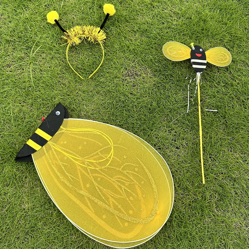 Accessoires de Costume de Cosplay d'abeille, bandeaux de fée jaune, ailes baguette d'abeille, accessoires de fête d'anniversaire d'halloween, cadeaux de noël, 2025