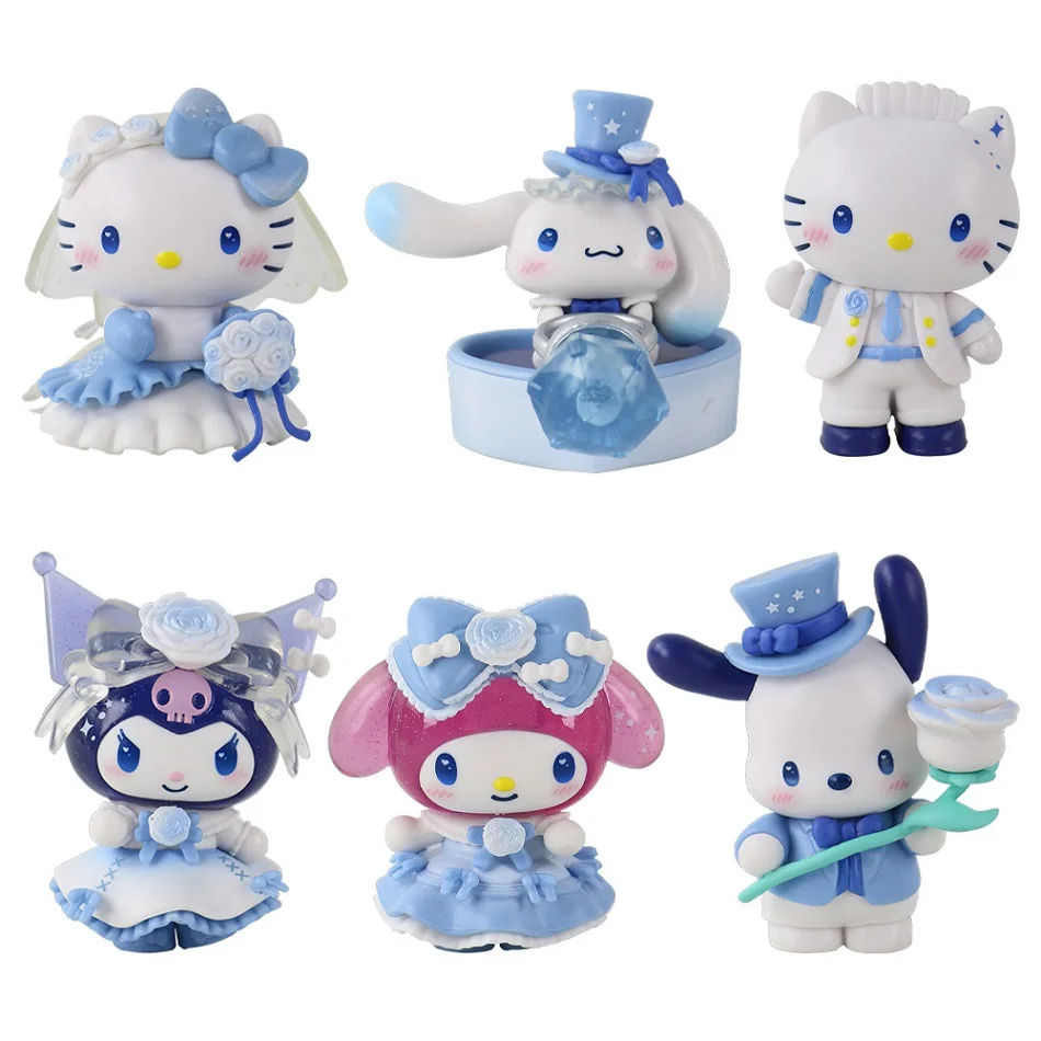 Sanrio Romantic Wedding Series Blind Box Figurine Trendy Toys Kuromi Melody Hello Kitty Anime Figures Mystery Box Dolls Gift view 5