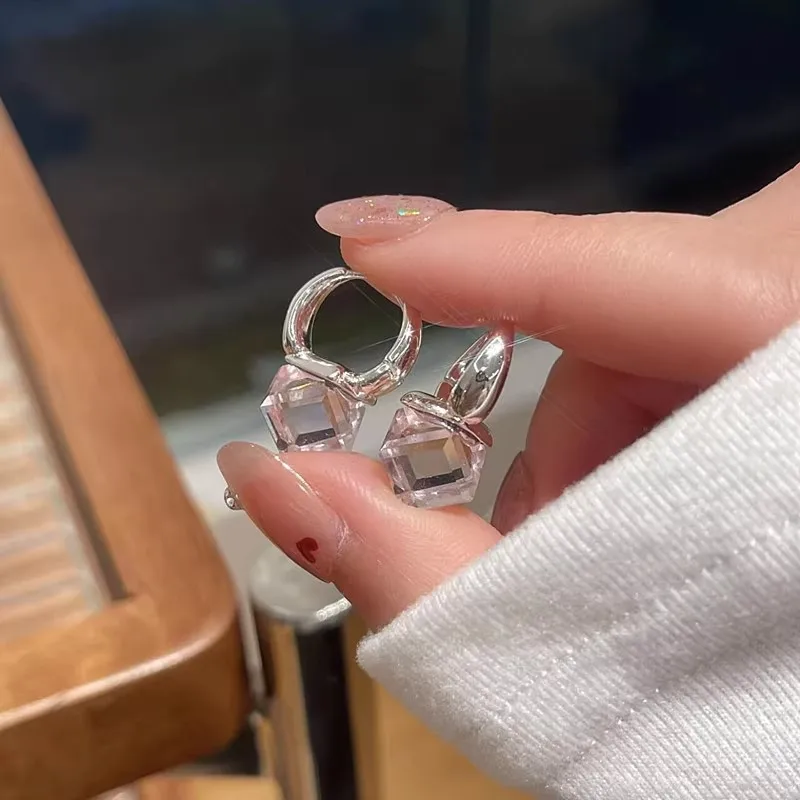 أقراط أذن على شكل أساور، أقراط كريستالية مربعة الشكل، أنيقة لملابس السهرة الرسمية، ملابس غير رسمية عصرية