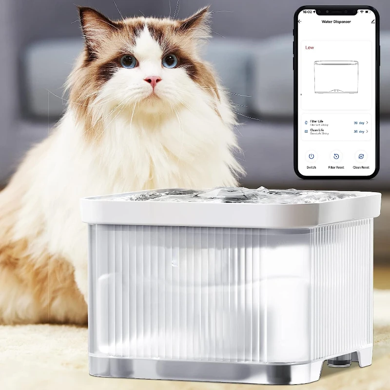 ODM Smart cat fountain with wireless pump Ultra-quiet pet water dispenser Smart APP monitoring large capacity 3L