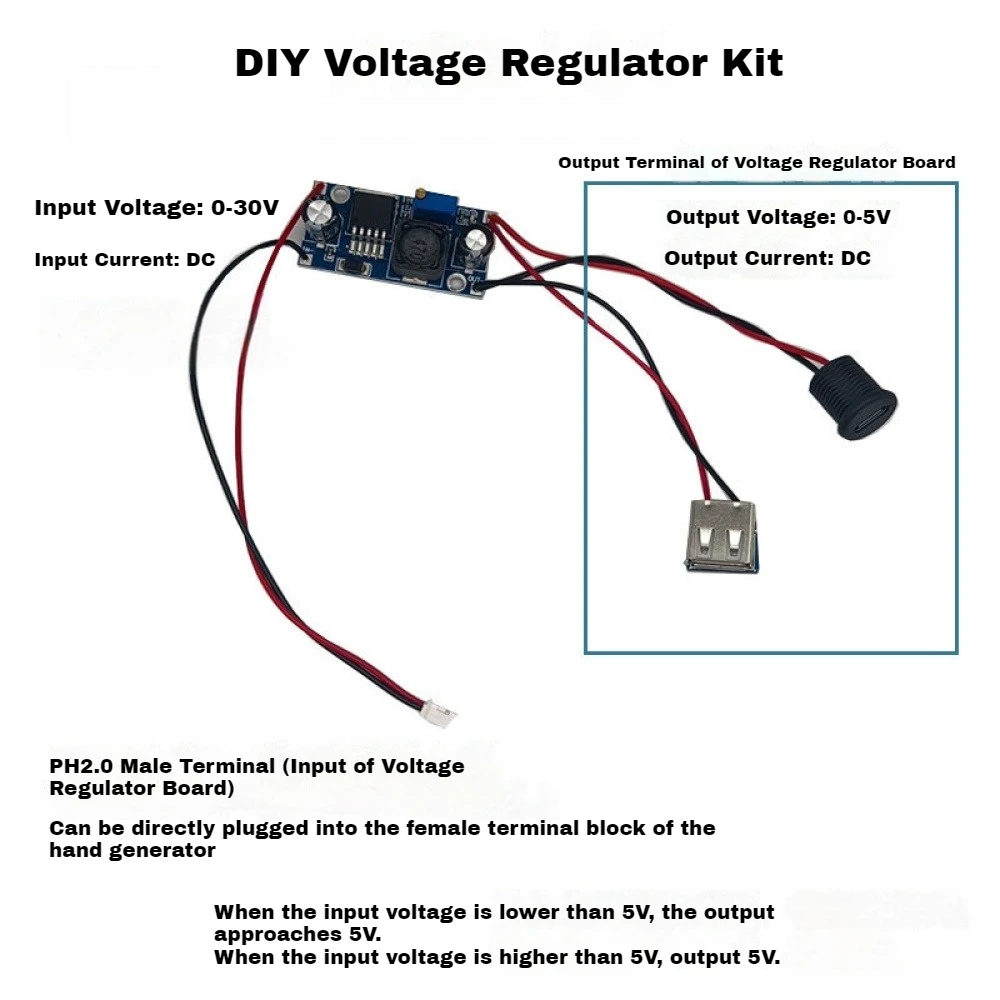 Hand-cranked Generator 0-14V Voltage Regulator Module 5V Output Electronic Practice Emergency Charging Physics Experiment DIY