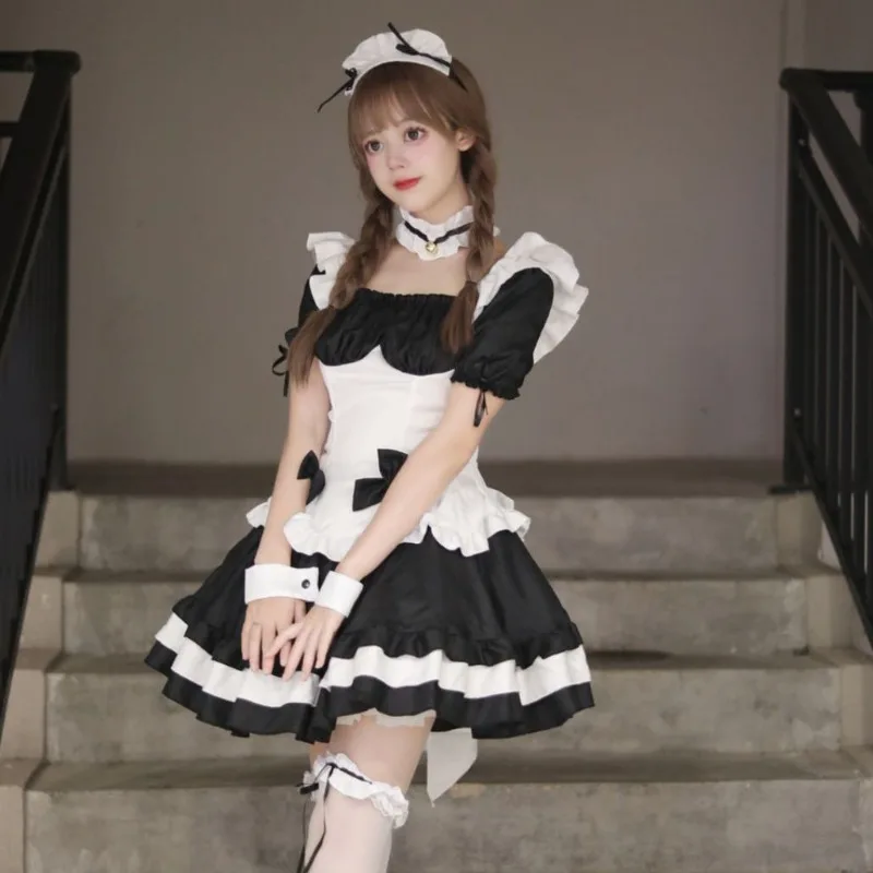 

Game costume cosplay costume black and white chocolate maid costume lolita princess dress