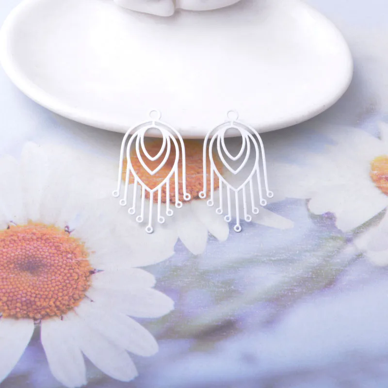 30 Stück AB8768 21*36mm Messing-Fächeranhänger Dünner Anhänger DIY Schmuck Ohrring-Zubehör – Detail 6