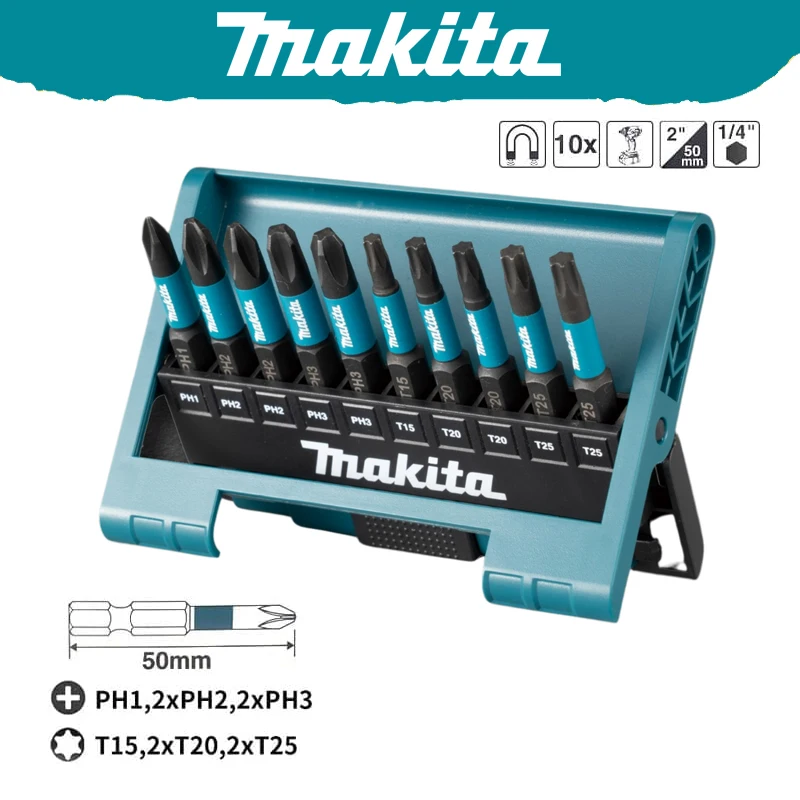 

Makita E-14233 Impact Black Screwdriver bit PH T 50mm 10pcs Alloy Steel High Hardness Power Tool Accessories