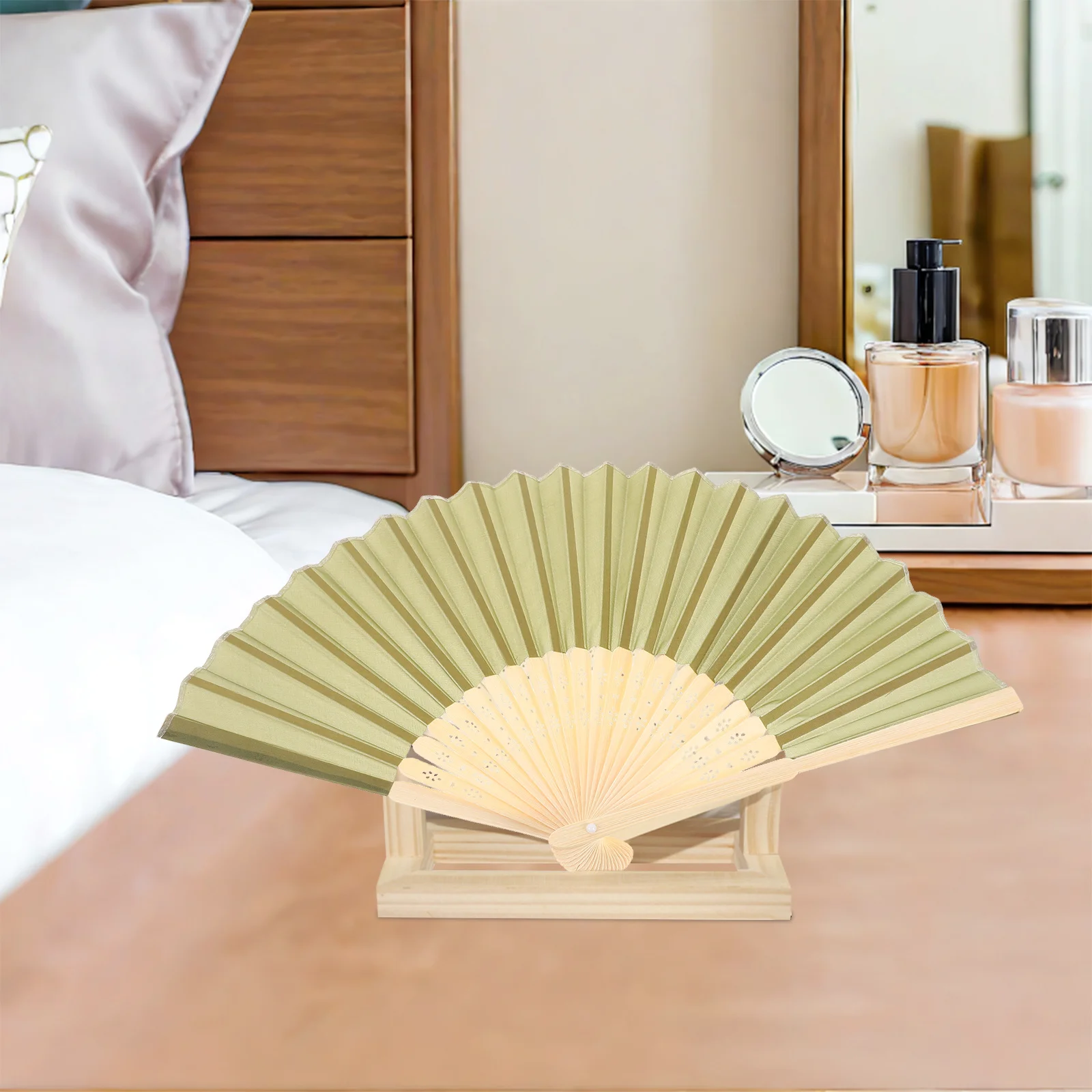 

8Pcs 7 Inch Reusable Handheld Fan Pure Color Bamboo Fabric DIY Craft Portable Summer Cooling Church Wedding Bridal Shower Favors