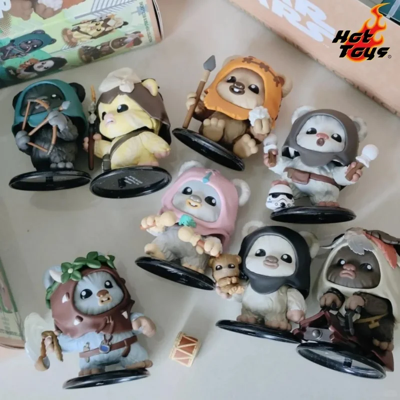 

Genuine New Hot Toys Star Wars Ewok COSBI Blind Box Articulated Mini Figure Collectible Action Figure Display Base SW Kids Gifts
