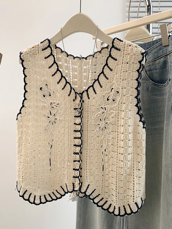 

Богемный жилет с вышивкой, женская модная универсальная верхняя одежда для города, летний сезон, тонкий, свободный крой, V-образный вырез