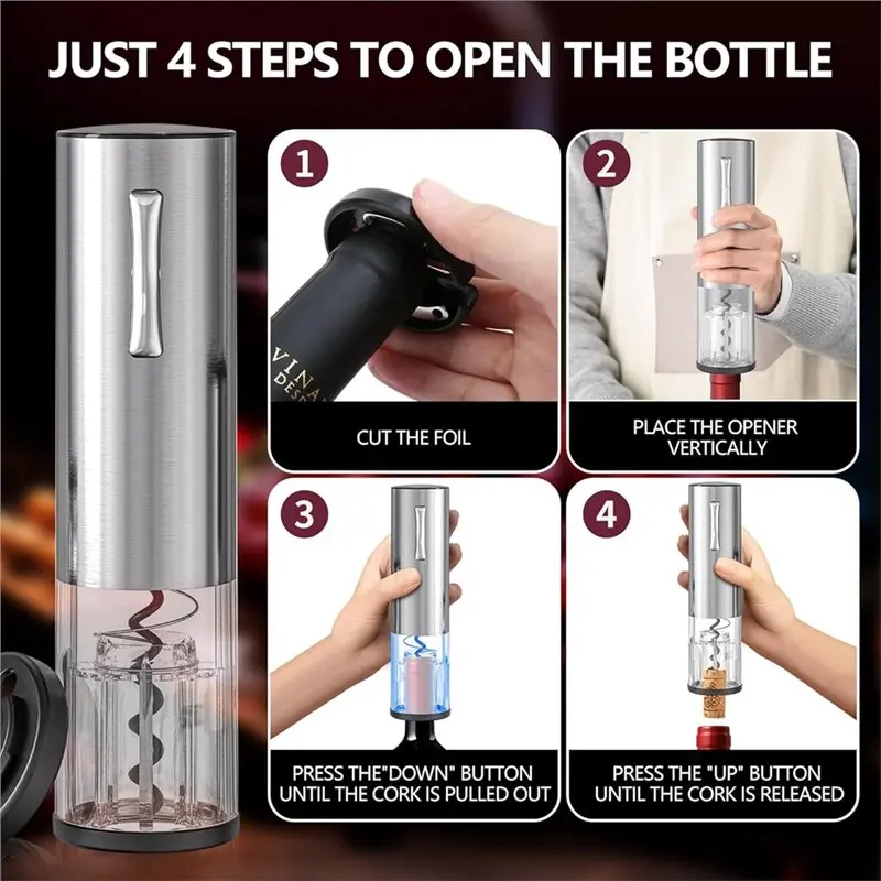 A38T-Wine Opener, Aerator, Decanter& 4-In-1 Rechargeable Electric Gift Set For Home Bar Party