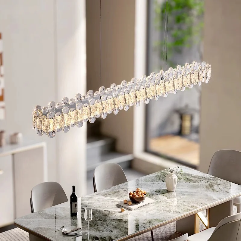عكس الضوء K9 كريستال الثريا الفرنسية الفاخرة الحديثة قلادة LED ضوء للفيلا غرفة المعيشة غرفة الطعام إضاءة داخلية لامعة