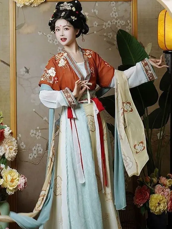 Robe Hanfu brodée traditionnelle chinoise pour femmes, costume de cosplay de la reine des Prairies, ensemble Hanfu rouge, carnaval et Halloween féminin