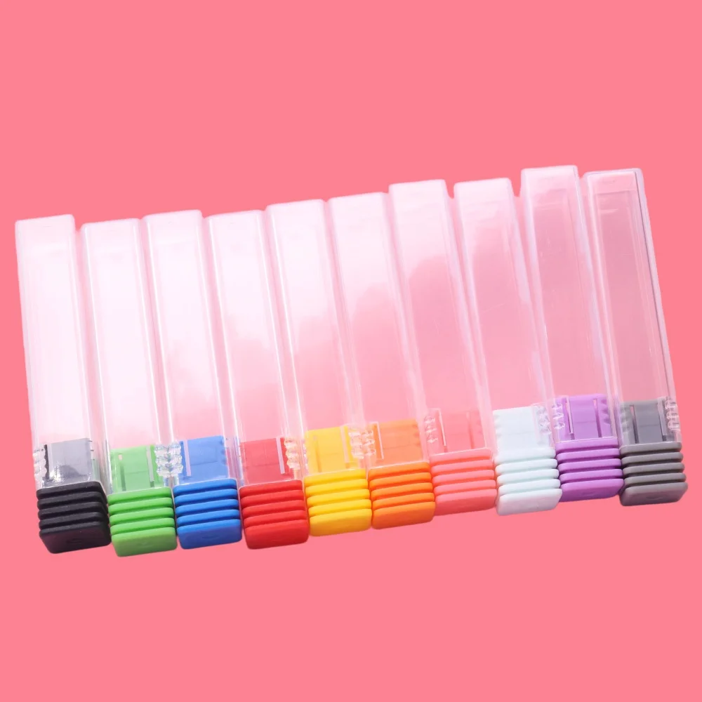

10pcs Mixed Color Nail Drill Bit Storage Tubes – 2.35mm Hole Square Organizer Case for Nail Bits