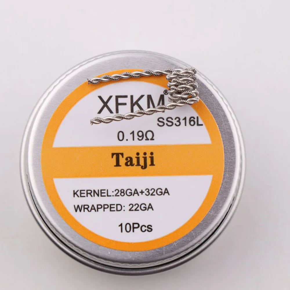 XFKM 10pcs/box 316/NI80 Juggernaut fused Clapton staggered taiji wire for RDA RBA Rebuildable tank Heating Wires Coil Tool