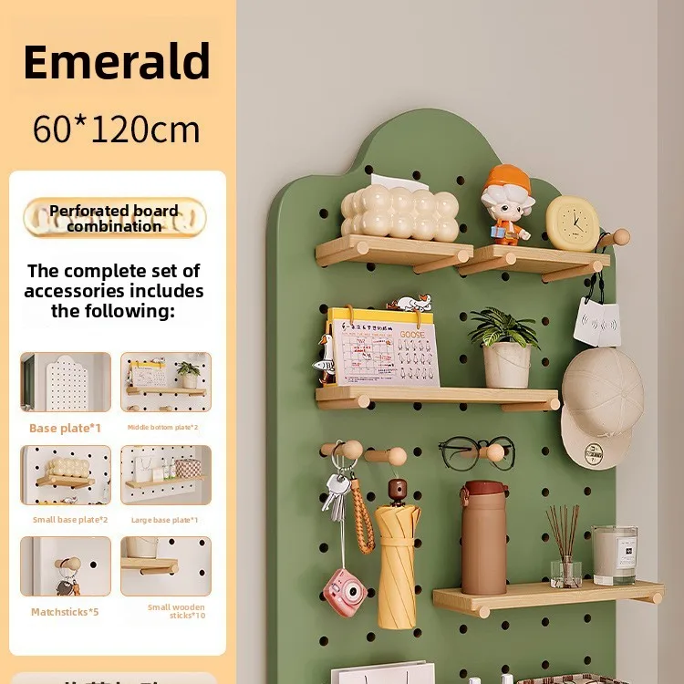 Solid Wood Hole Board Accessories Universal Wall Shelf Hooks Matchstick Round Hole Wooden Plank Shelves Wood Board Storage