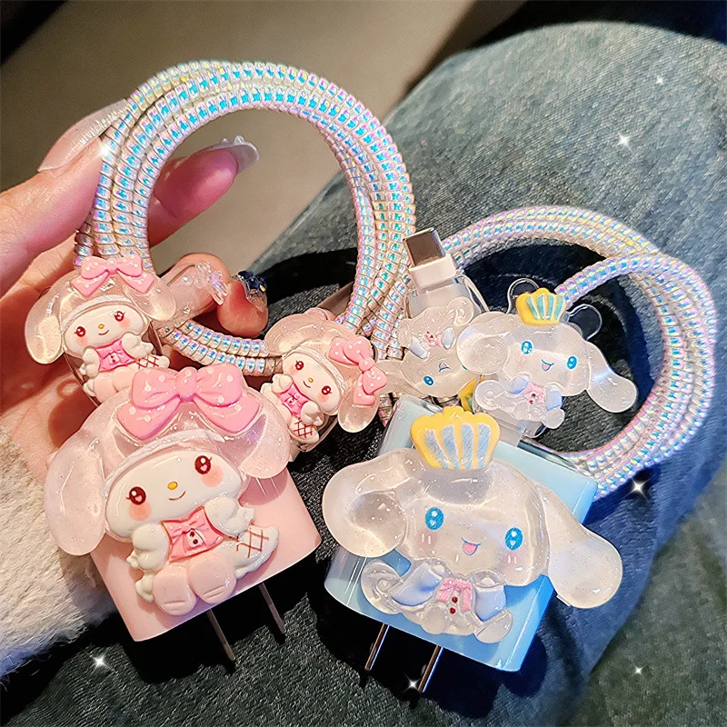 

Cinnamoroll My Melody Charger Case for IPhone 18W 20W Transparent Data Wire Winder Cable Protectors Port Breakproof Protectio