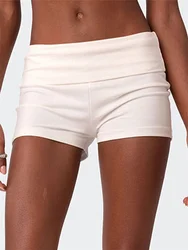 CRONSTILO-shorts de pijama sexy para mulheres, cor sólida, estampa listrada, cintura baixa, ajuste fino, shorts de sono, calças casuais, verão, 2024